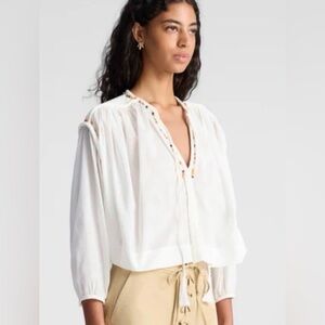 A.L.C. Jodie Crochet-Trim Cotton Voile Top – White – New With Tags